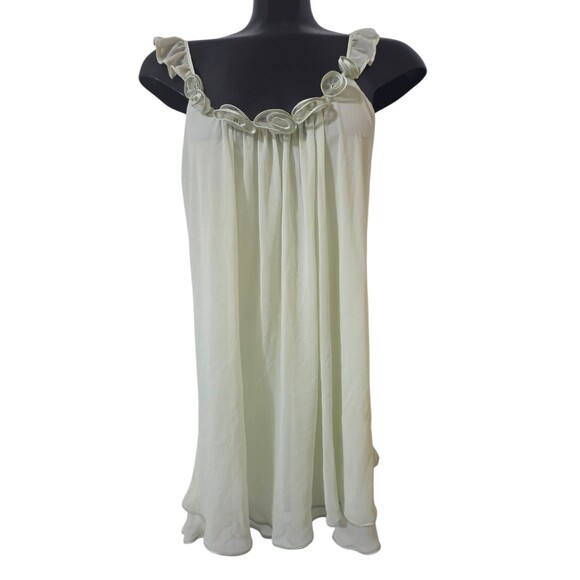 Oscar de la Renta Other - Oscar de la Renta Pink Label Chiffon Chemise Gown Satin Trim Green XL B6.1